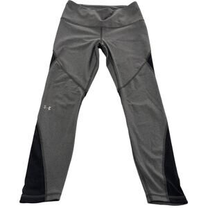 Under Armour Leggings Womens Medium Gray Black HeatGear Compression‎ Mesh Panels